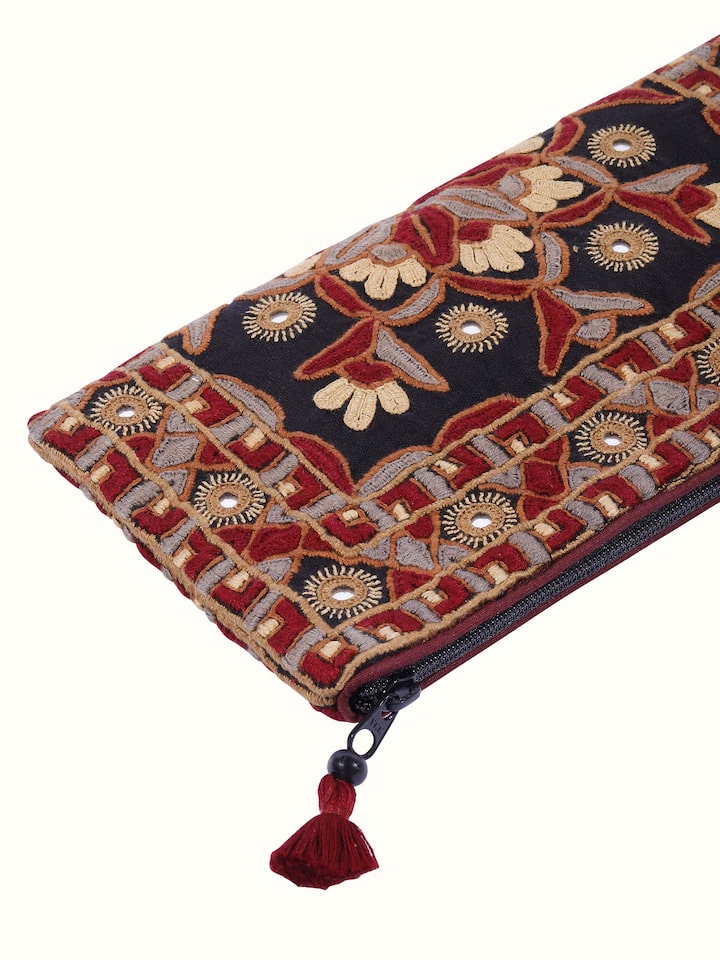 Overall view of Kutchi Embroidered Clutch Bag displaying the complete design and craftsmanship