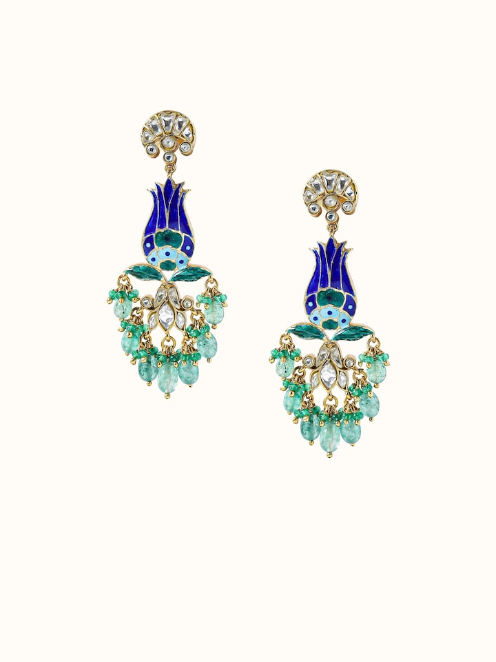 Front view of Silver Smithing Drop Earrings showing the complete piece and design