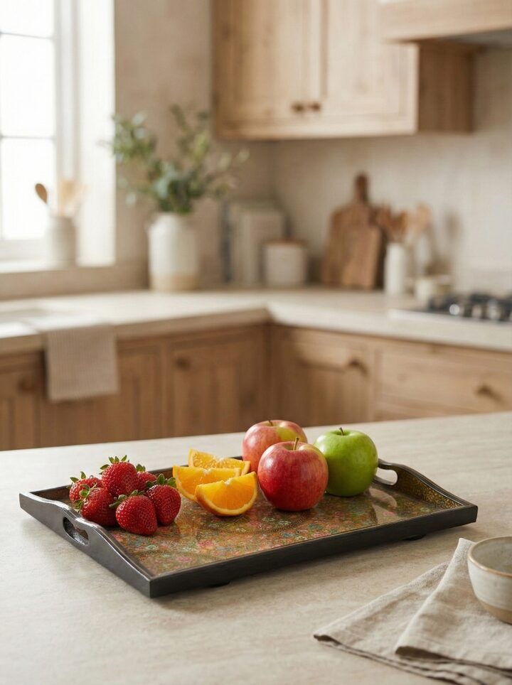 Lifestyle view of Papier Mache Paper Pulp Decor Trays (3 Pcs)