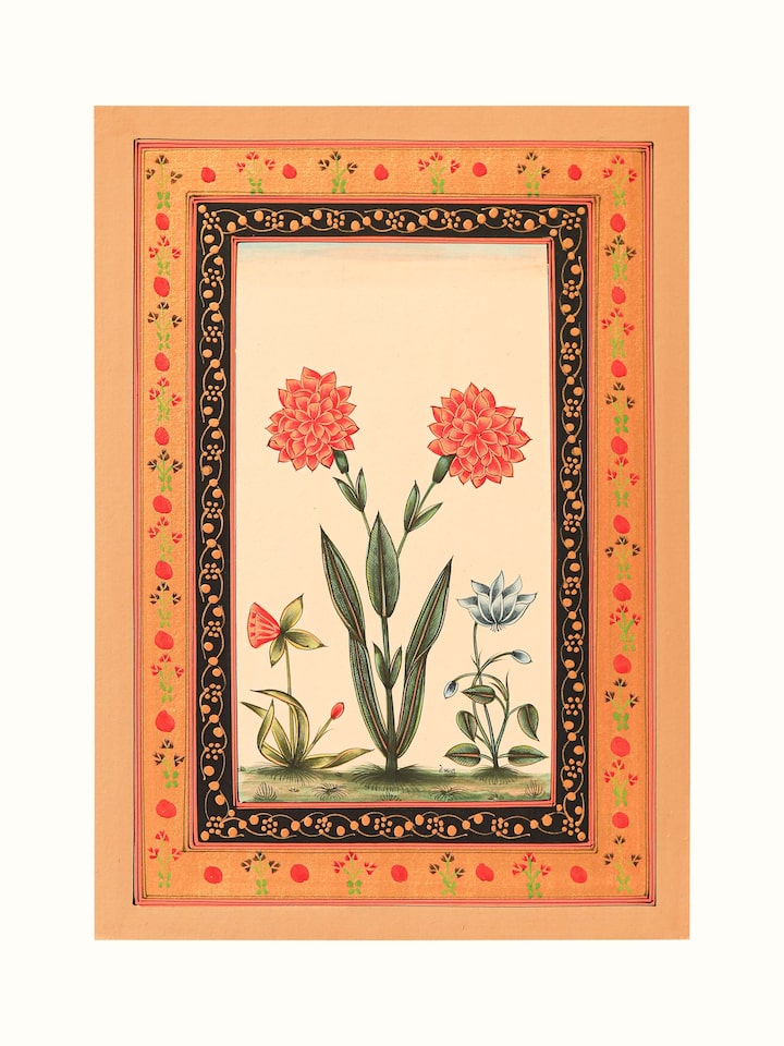 Front view of the Orange Dahlia Miniature Painting