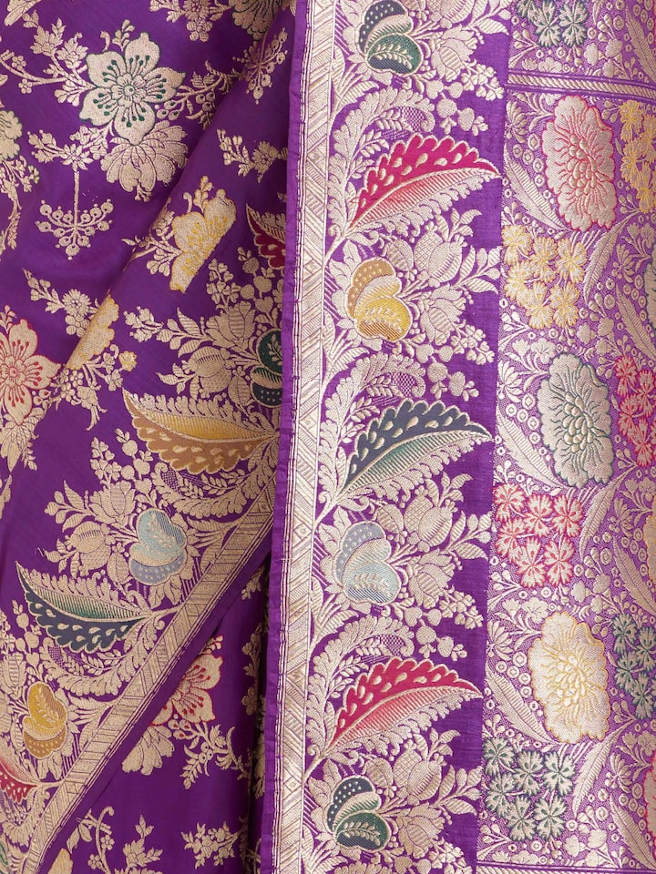 Purple Silk Banarasi Saree
