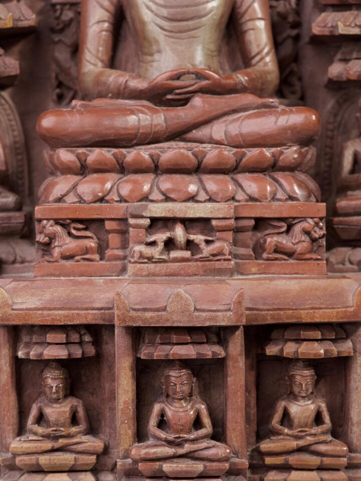 Close-up detail of the Stone Carved Buddha Idol