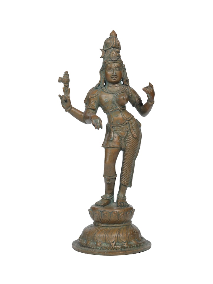 Front view of the Bronze Cast Ardhanarishvara Idol