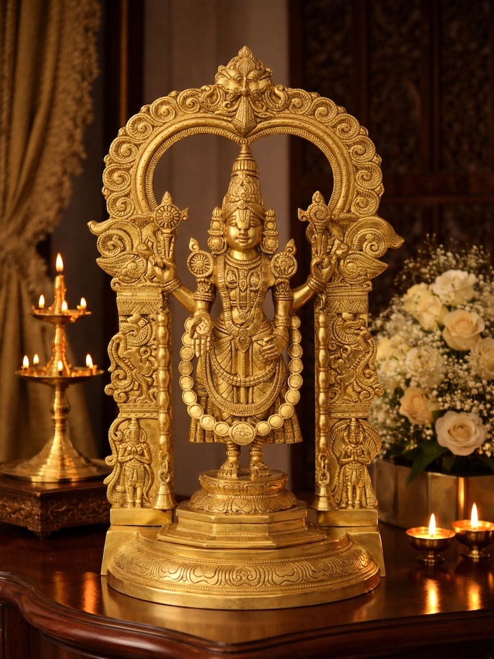 Left-side view of the Brass Balaji Standing Idol