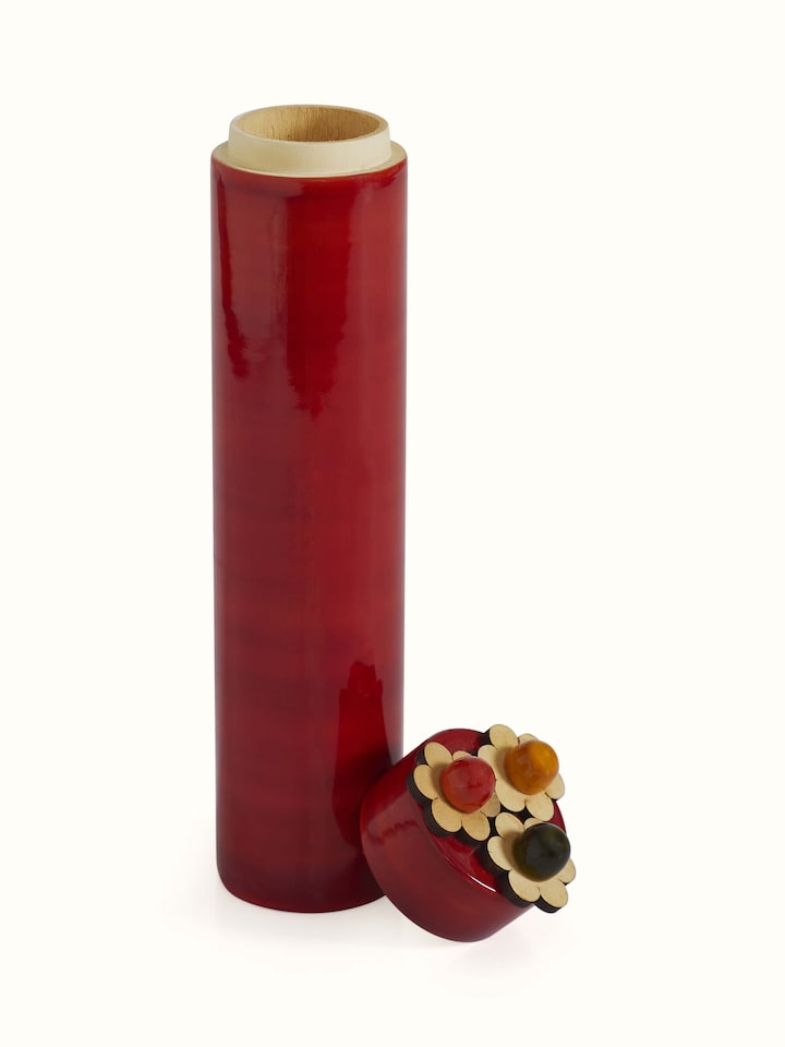 Top view of Channapatna Ivory Wood Sketch Kase Slim Red
