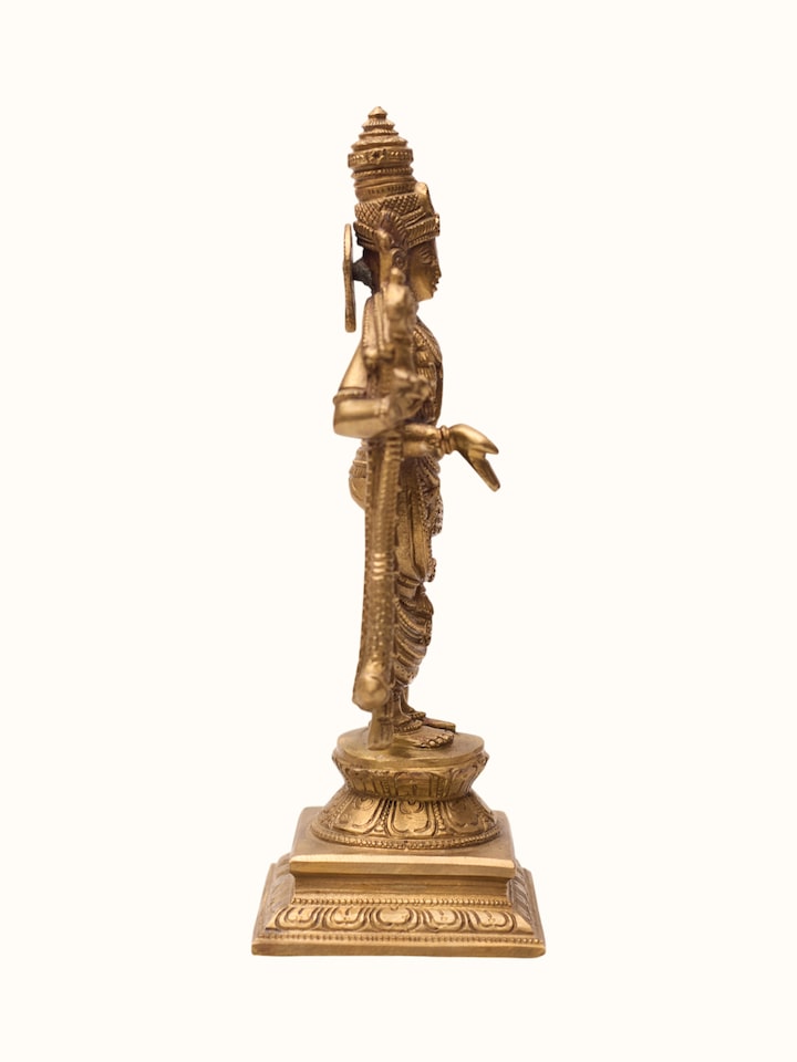Rear detail view of the Brass Balaji Standing Idol
