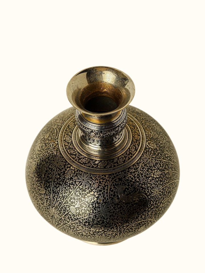 alternate angle view of brassware table vase