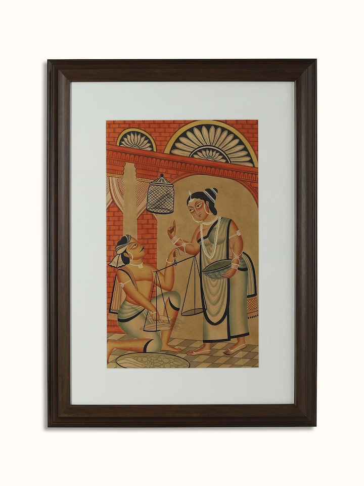 Front view of Negotiation Scene Kalighat Painting