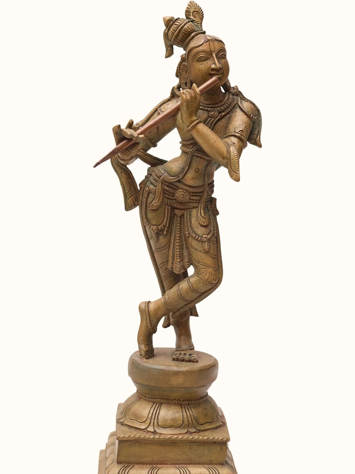 Detailed view of the Bronze Cast Krishna Idol