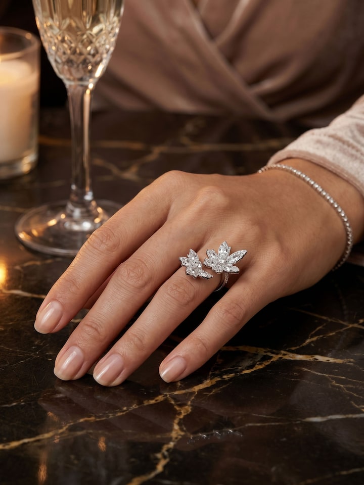 Styled view of Silver Smithing Ring worn on the finger, showing how it looks styled
