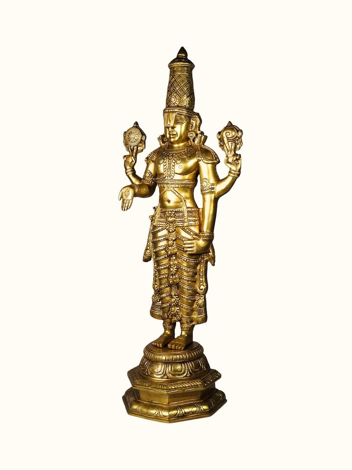 Angled view of the Brass Balaji Idol