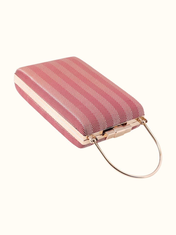 Close-up view of Maroon Banarasi Silk Handbag highlighting the fabric weave and craftsmanship