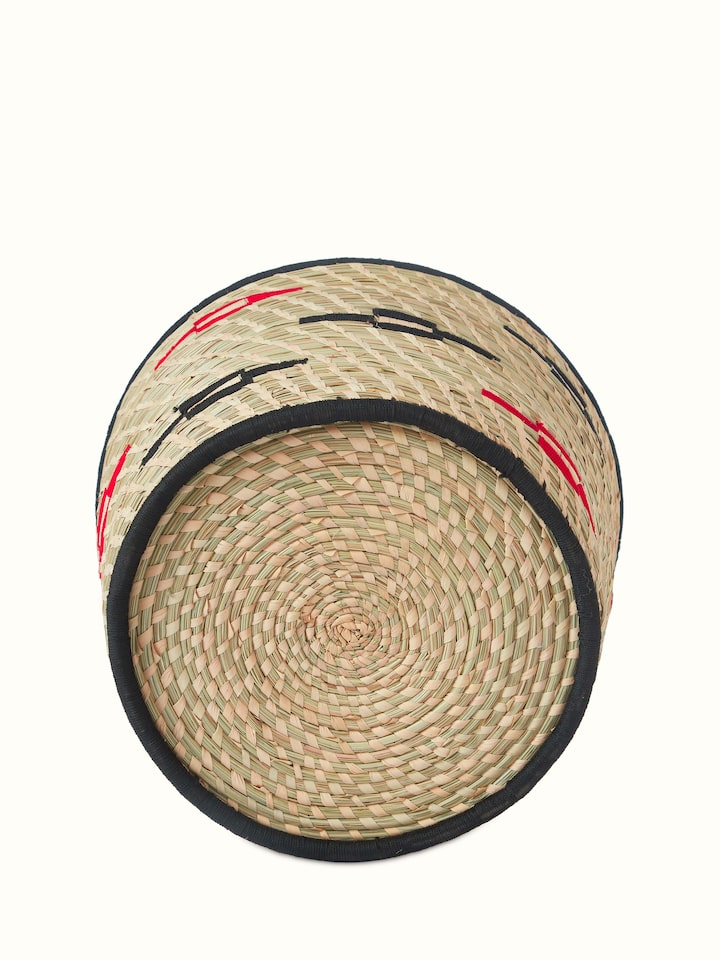 Top view of Round Natural Kanshi Fibre Planter with an emphasis on its shape and texture