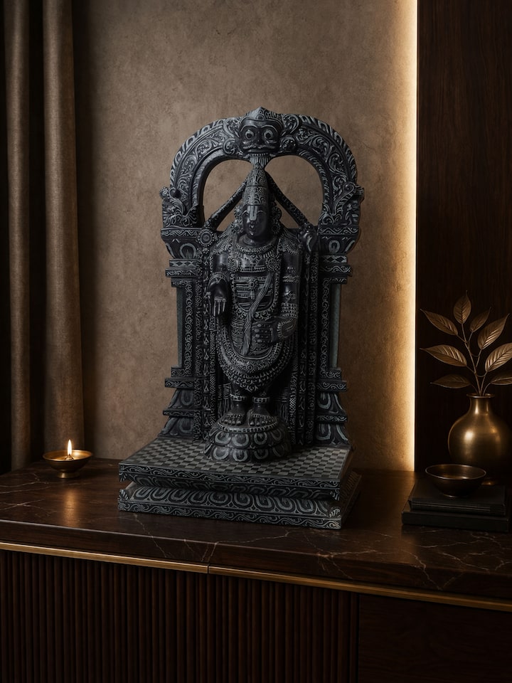 Left-side view of the Stone Carved Balaji Idol