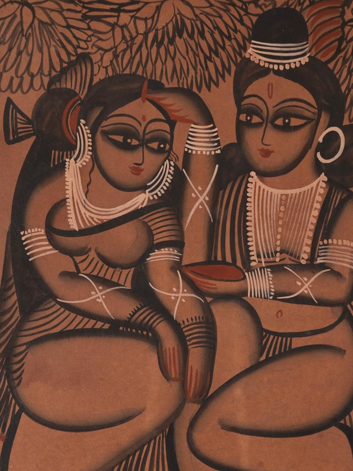 Detail shot of Babu Bibi Kalighat Painting