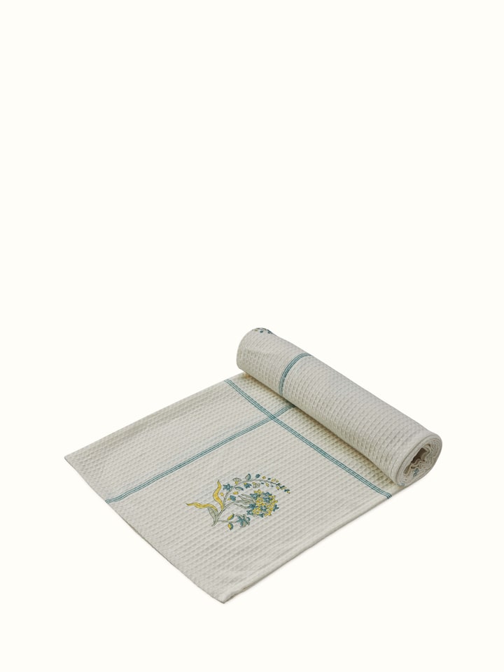 Back view of Large Cotton Bath Towel highlighting weave and print quality.