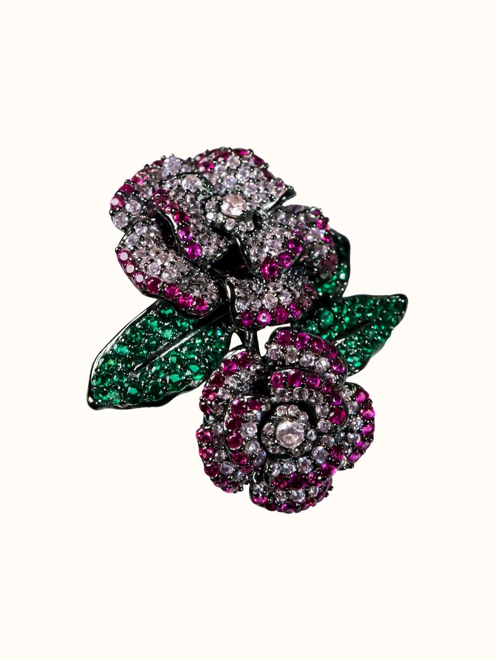 Close-up view of Silver Smithing Brooch Pin highlighting the stone setting and metalwork detail