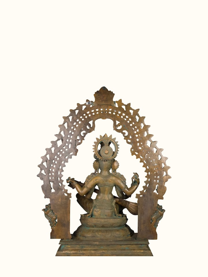 Rear detail view of the Bronze Cast Saraswati Idol