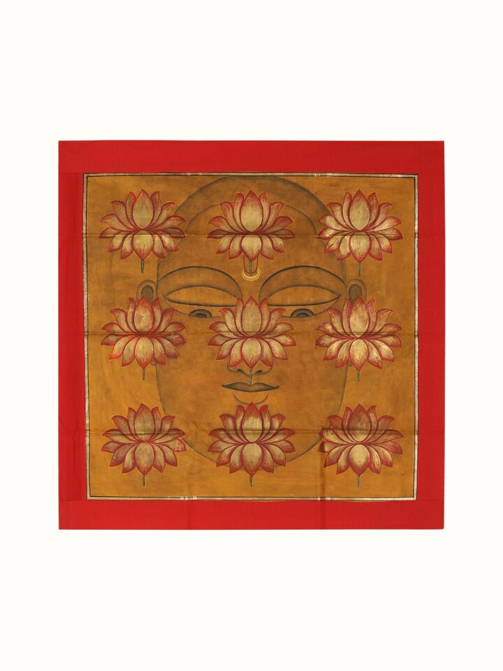Front view of the Lotus Veil Enlightenment Pichwai Painting