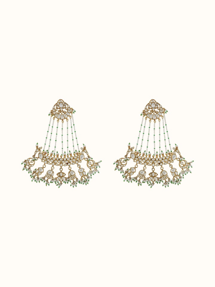 Front view of Silver Smithing Chandelier Earrings showing the complete piece and design