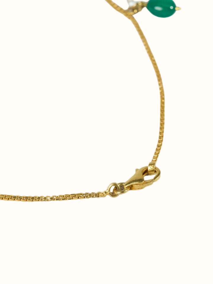 Golf Smithing Pearl Emerald 18 Karat Gold Chain