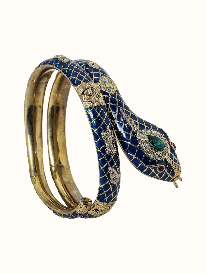 Front view of Silver Smithing Meenakari Bangles showing the complete piece and design