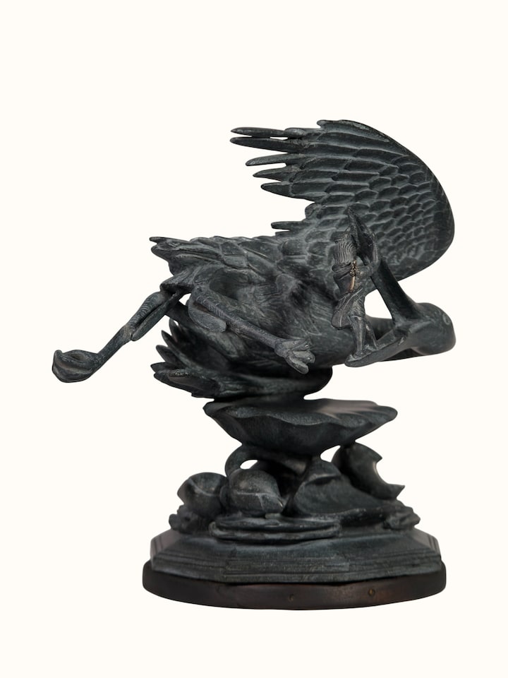 Angled view of the Stone Carved Bakasura Baddha Idol