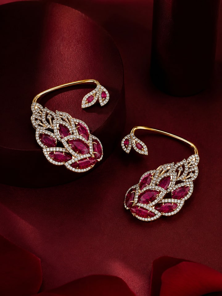 Styled view of Open Setting 14 Karat Gold Ear-Hooks worn on the ear, showing how it looks styled, from a different angle
