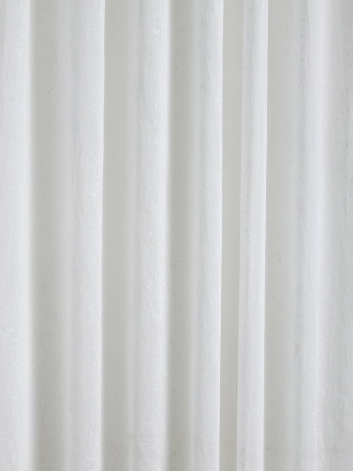 Kairavam White Floral Cotton Sanganeri Hand Block Printed Curtain, Long Door (9 Ft)