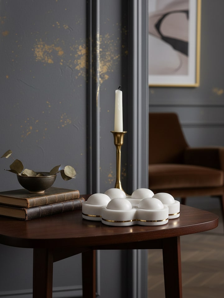 lifestyle view of marble pacchikari dryfruit bowl