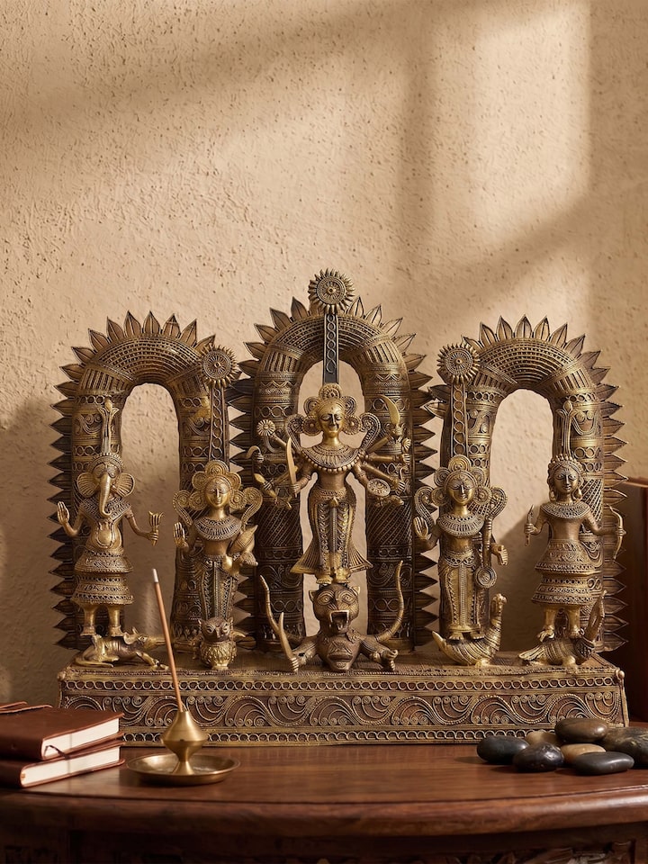 Front view of the Pristine Dhokra Brass Goddess Idol