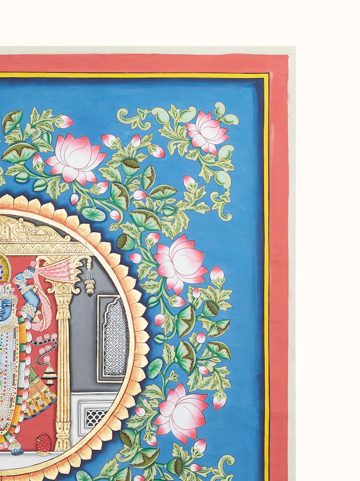 Detail view of the Shrinathji Jal-kamal Pichwai Painting