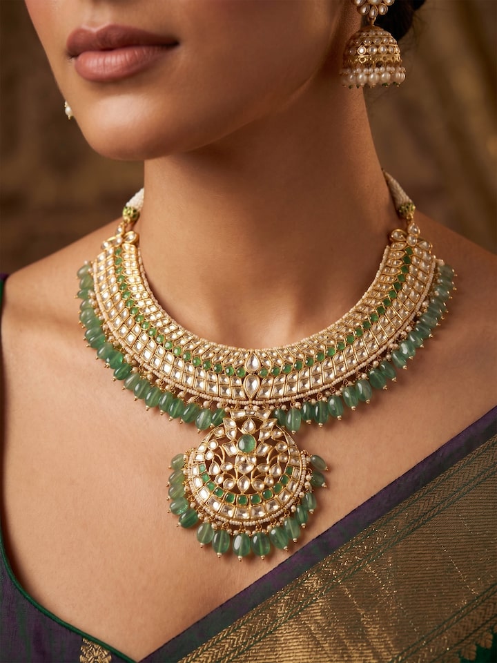 Silver Smithing Gold Plated Jadau Necklace by Swadesh