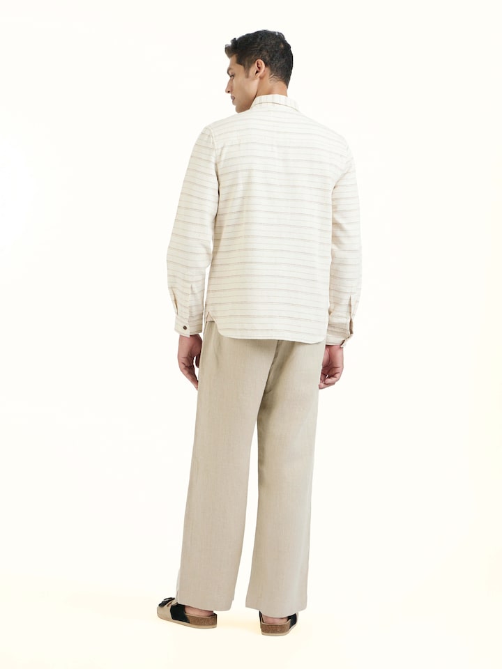 Back view of Ivory Kutchi Embroidered Shirt emphasizing the overall design and fine details