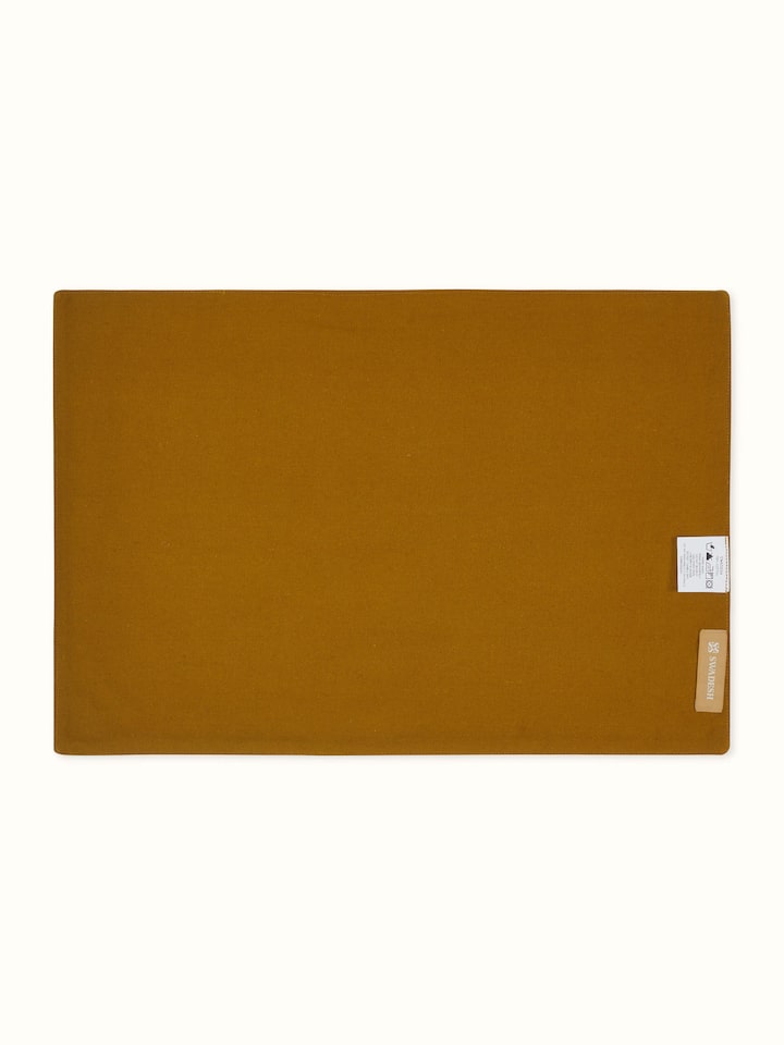 Puspita Ochre Cotton Dabu Hand Block Printed Table Mat (6 Pcs)