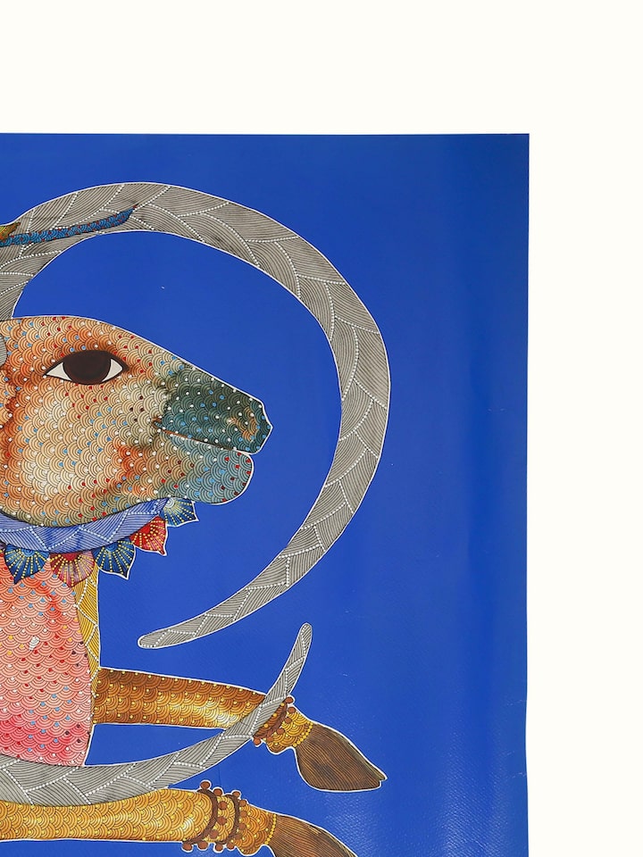 Detail view of the Quiet Companions Gond Art