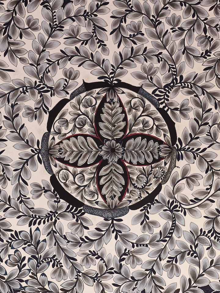 Detail view of the Tree Of Life Black Miniature Painting