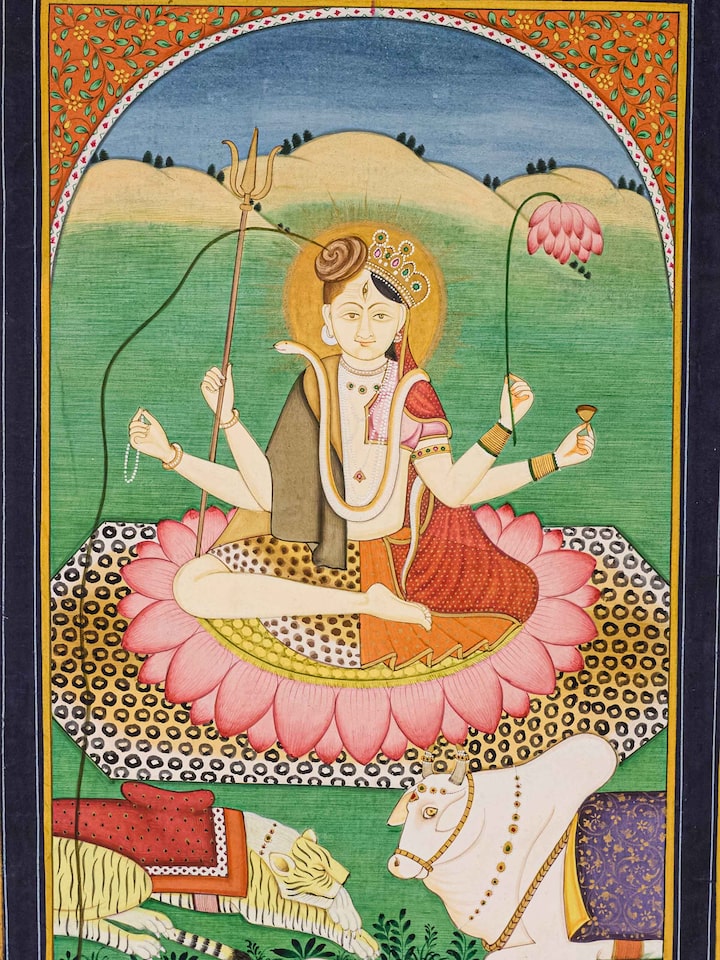 Detail view of the Ardhnareshwar Miniature Painting