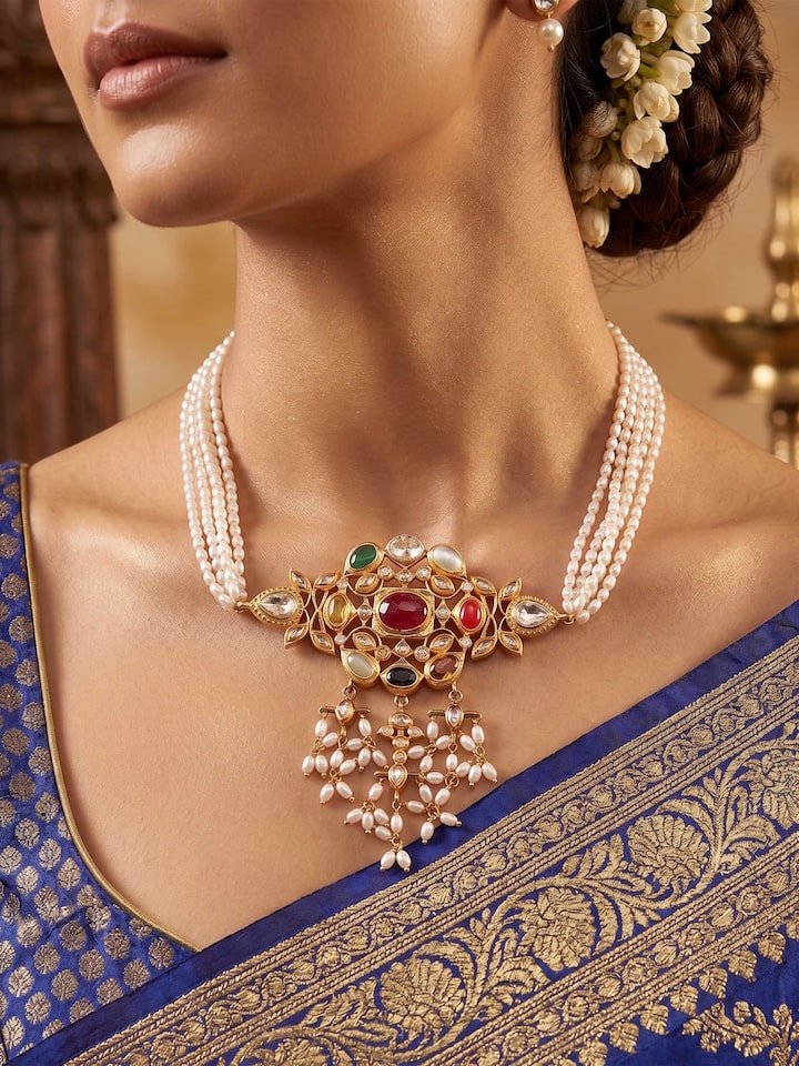Navratna Silver Choker