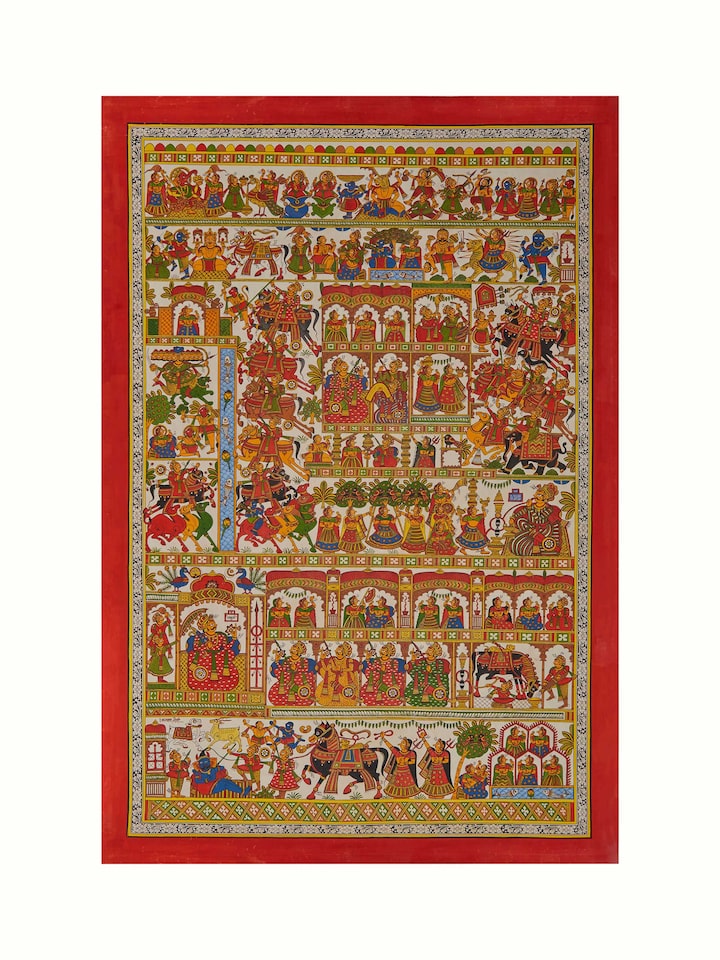 front view of phad painting wall art with traditional artwork