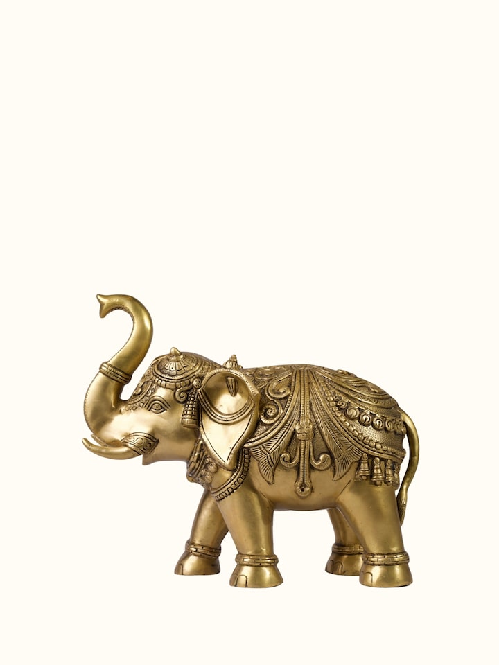 Back view of Brass Carved Elephant Figurine
