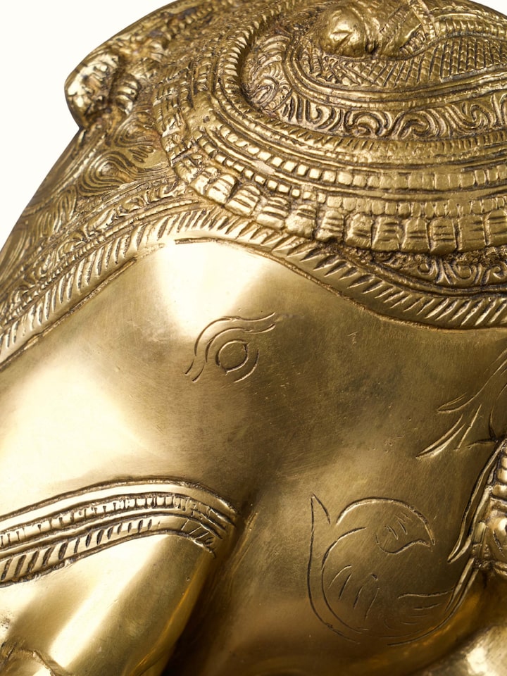 Detail view of Brass Airavat Elephant Figurine
