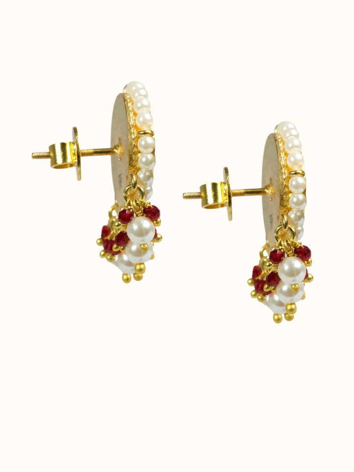 Front view of Thewa Silver Drop Earrings showing the complete piece and design, from a different angle
