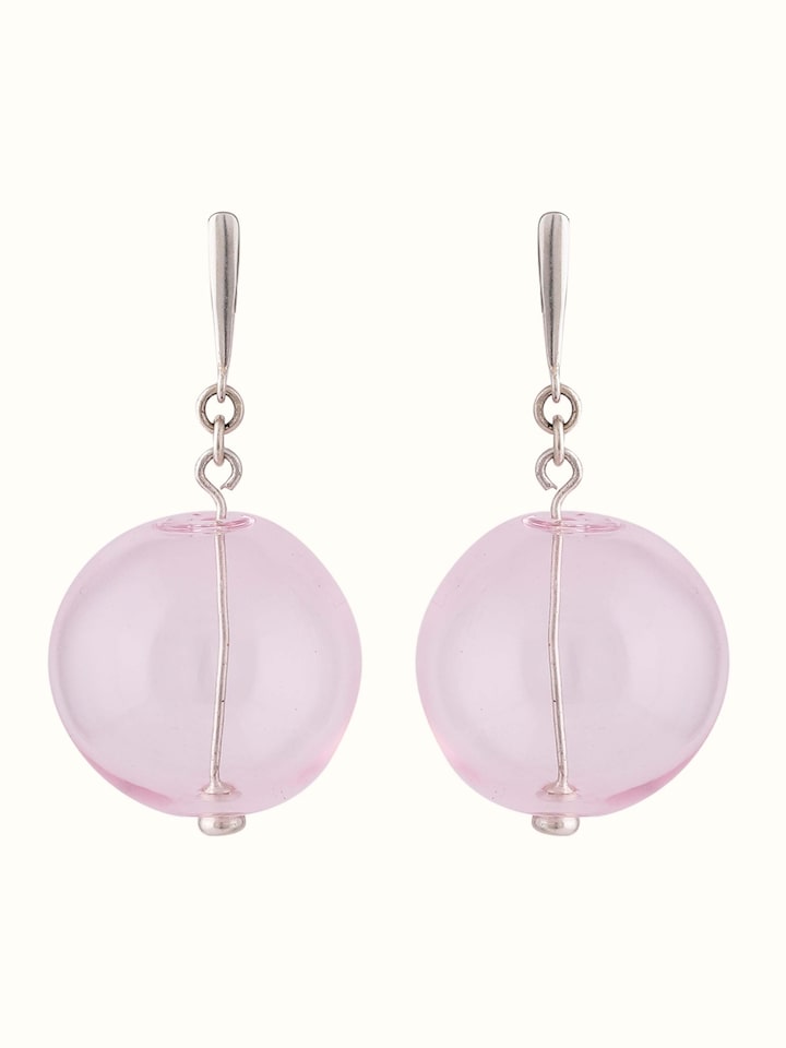 Silver Flame Glass Drop Earrings