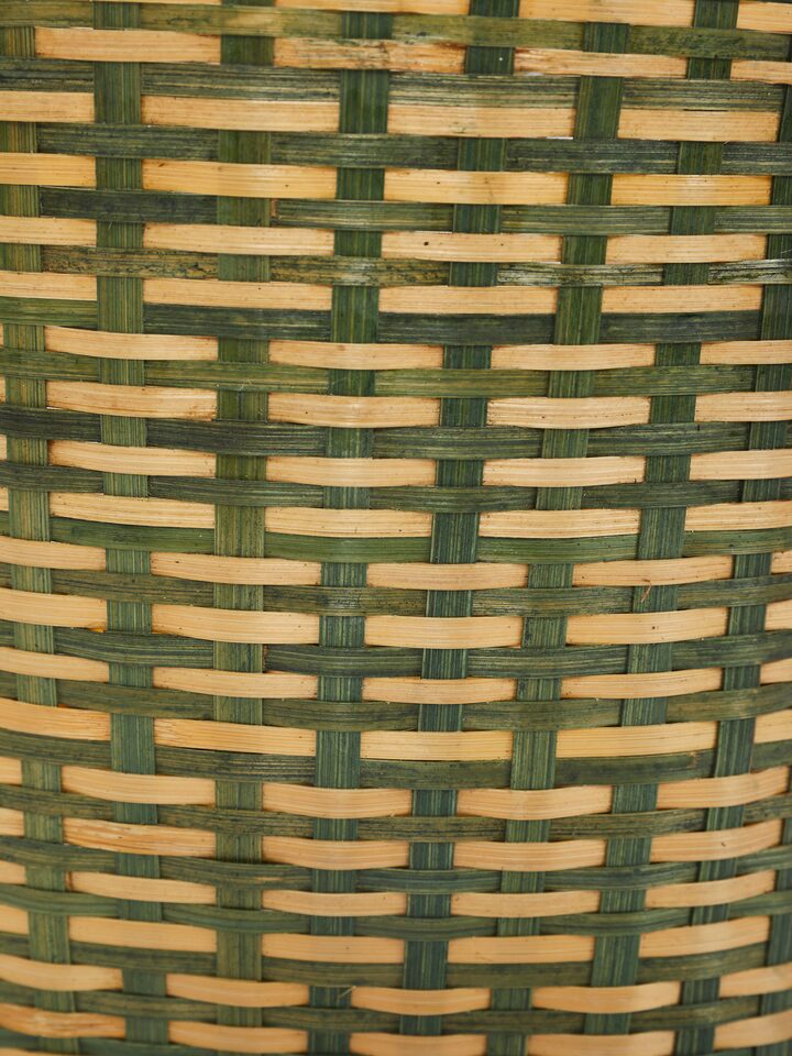 Close-up view of Green Bamboo Planter focusing on the detailed craftsmanship and eco-friendly material.