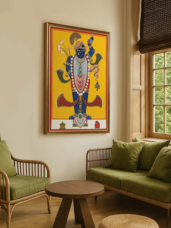 Left-side view of the Shrinathji Swaroop Pichwai Painting