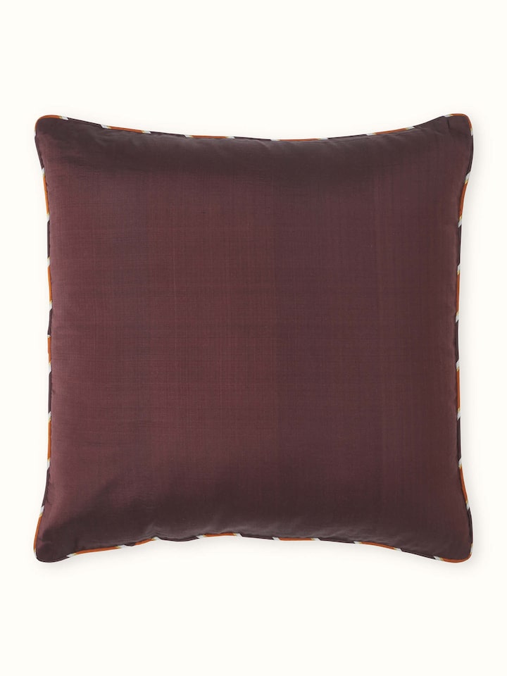 Bhoomi Coffee Solid Silk Odisha Handloom Ikat Cushion Cover