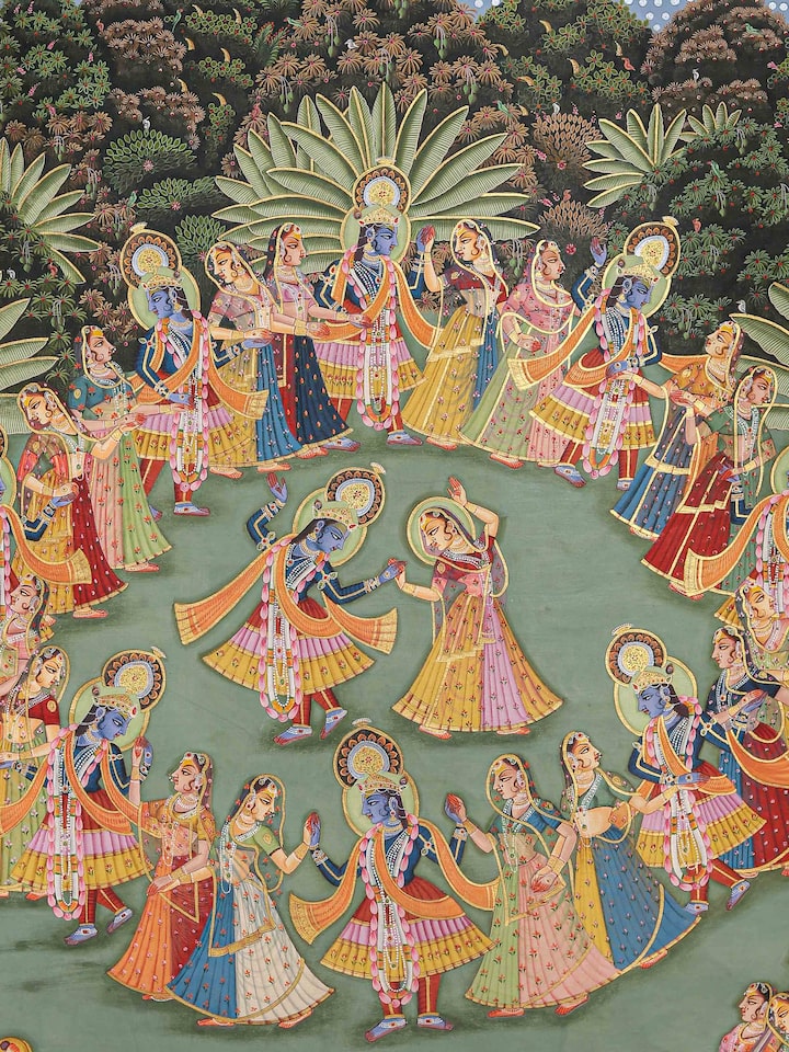 Detail view of the Raas Leela Pichwai Painting