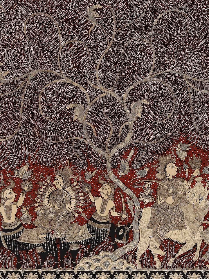 Front detail view of the Tribal Goddesses Mata Ni Pachedi Painting