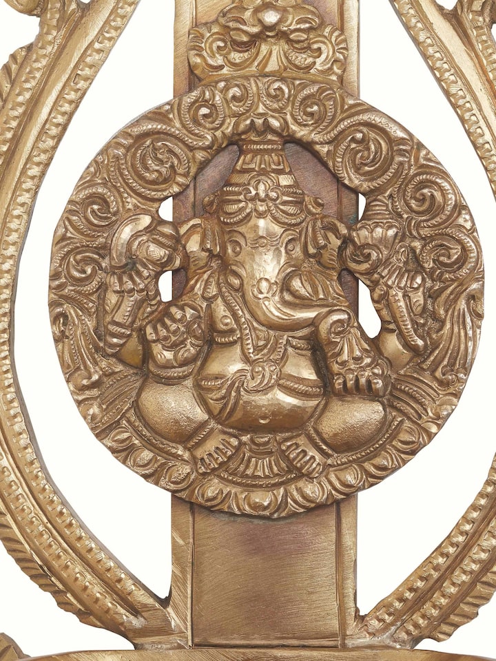 Side view of polished casting hanging diya, highlighting its elegant design and polished finish.